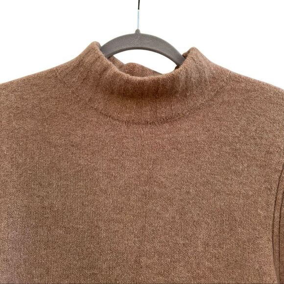 J. Crew Women's Mock Neck Sweater Alpaca Merino Wool Blend in Tan Size Medium - Picture 3 of 6